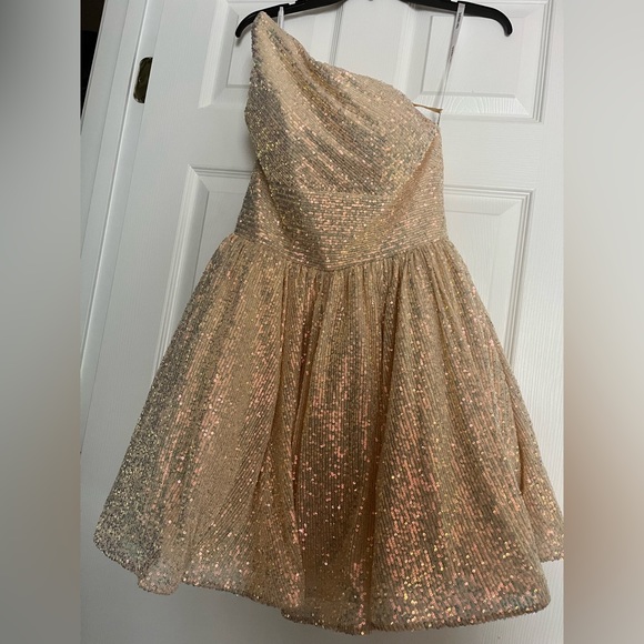 Sherri Hill Champagne Dress - Picture 3 of 5